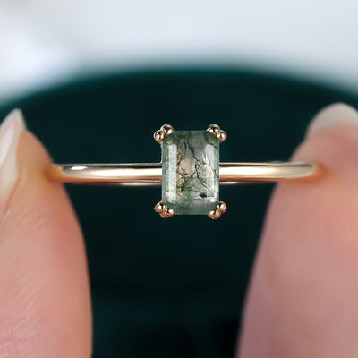 Anillo de Ágata Musgosa Natural