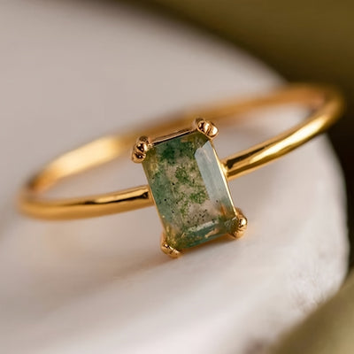 Anillo de Ágata Musgosa Natural