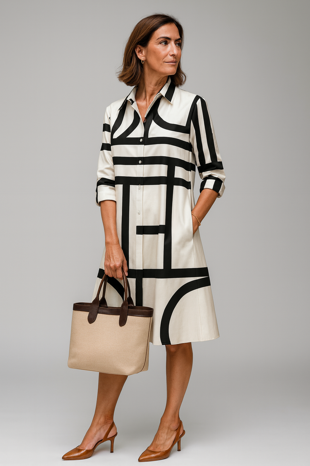 Alba | Vestido Midi Blanco y Negro