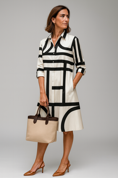 Alba | Vestido Midi Blanco y Negro