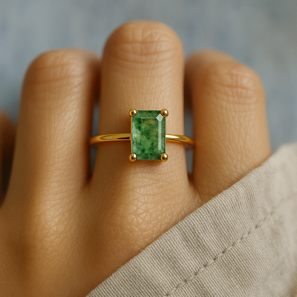 Anillo de Ágata Musgosa Natural
