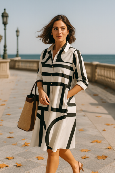 Alba | Vestido Midi Blanco y Negro