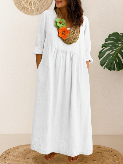 Camila™ | Vestido Fluido con Cuello Redondo
