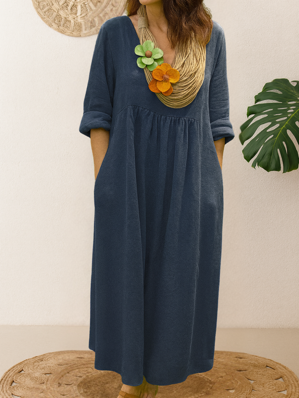 Camila™ | Vestido Fluido con Cuello Redondo