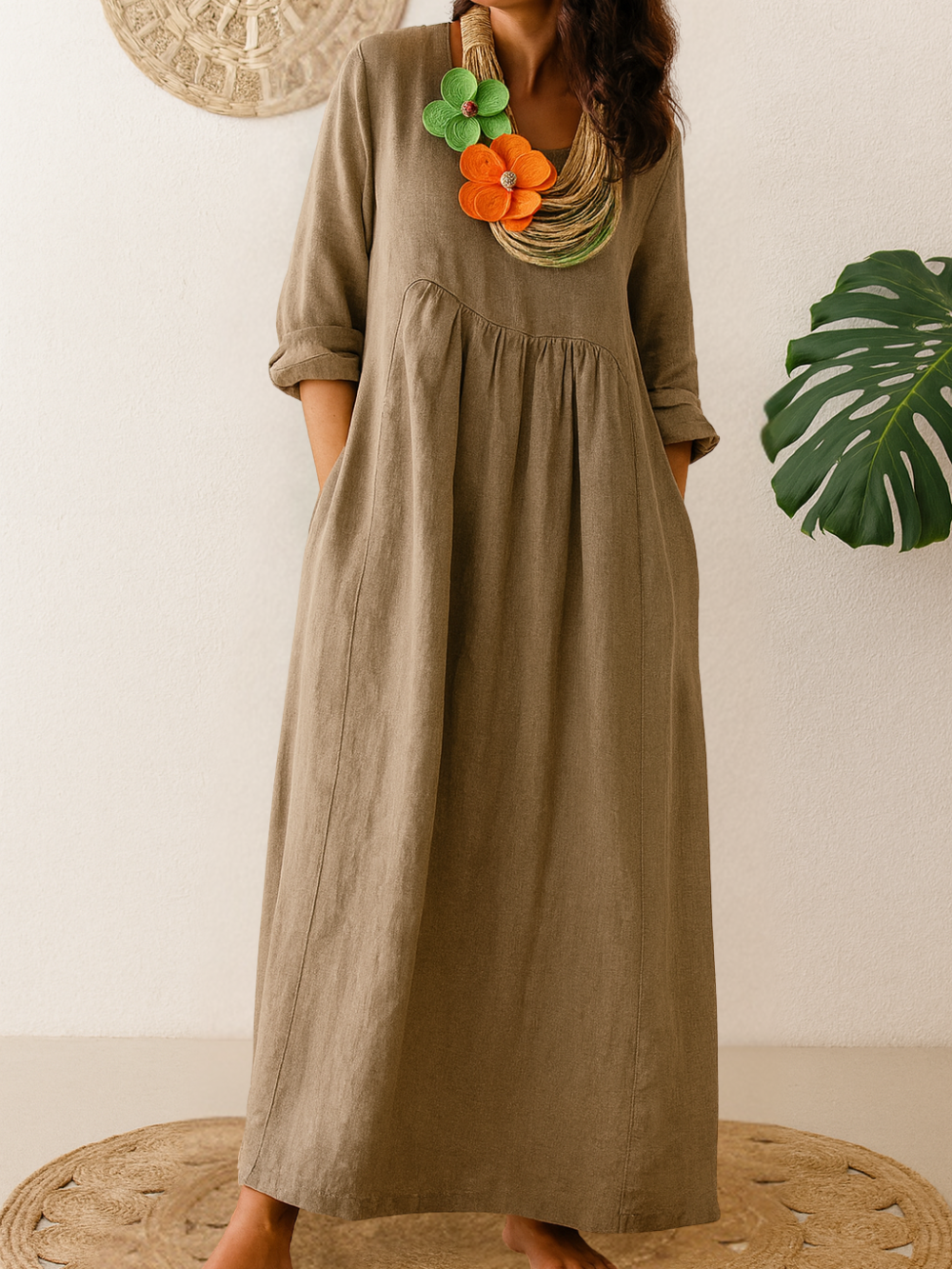 Camila™ | Vestido Fluido con Cuello Redondo