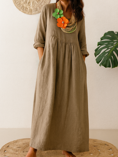 Camila™ | Vestido Fluido con Cuello Redondo