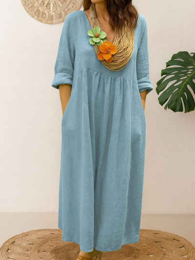 Camila™ | Vestido Fluido con Cuello Redondo