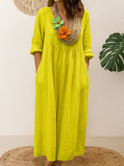 Camila™ | Vestido Fluido con Cuello Redondo