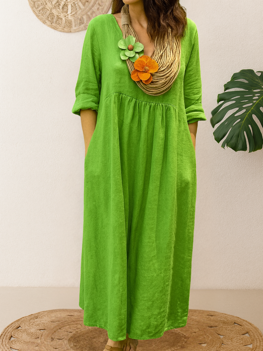 Camila™ | Vestido Fluido con Cuello Redondo