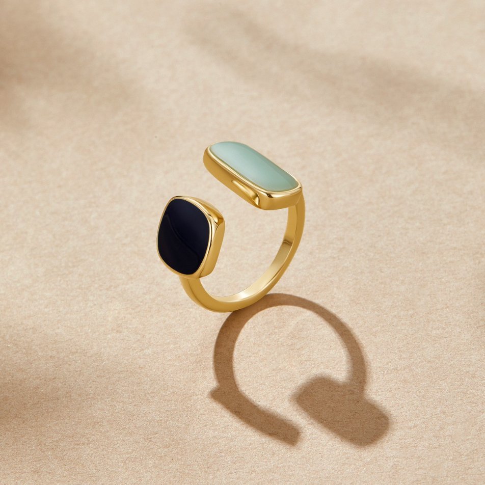Anillo Abierto de Doble Piedra