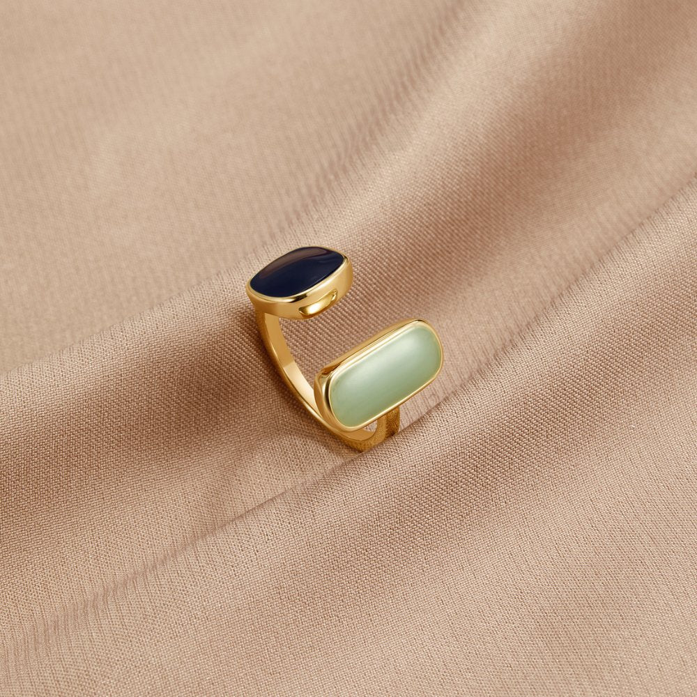 Anillo Abierto de Doble Piedra