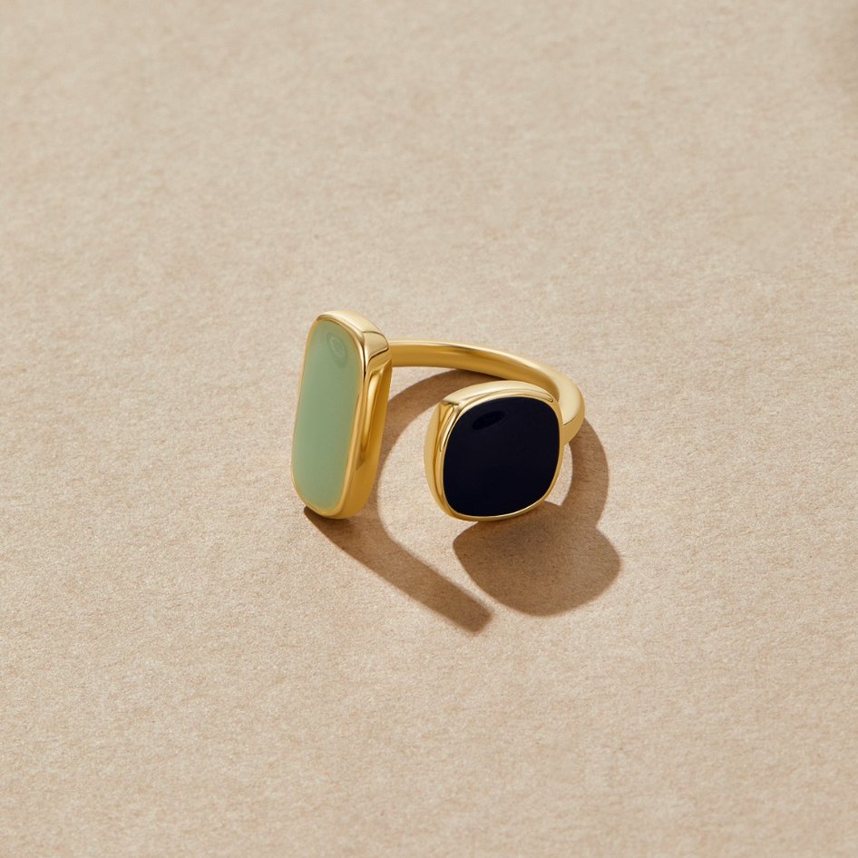 Anillo Abierto de Doble Piedra