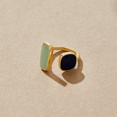 Anillo Abierto de Doble Piedra