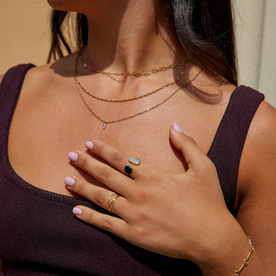 Anillo Abierto de Doble Piedra