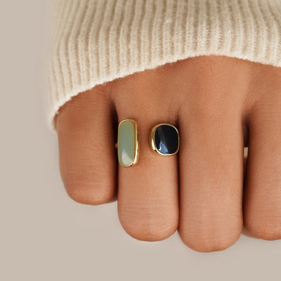 Anillo Abierto de Doble Piedra