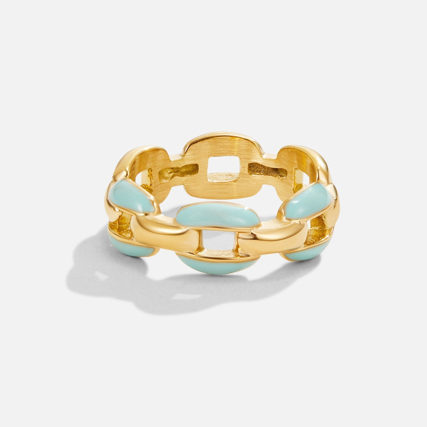 Anillo de Cadena Dorada con Detalles en Azul Pastel
