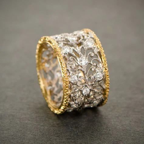 Anillo de Circonita Vintage con Encaje de Hiedra