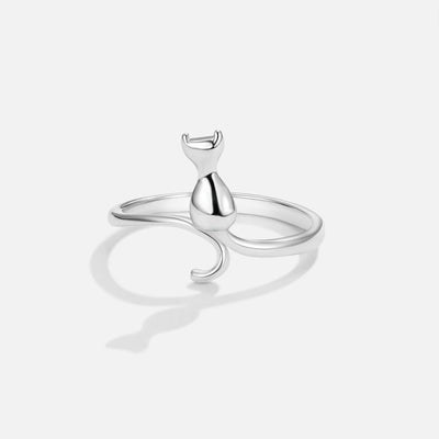 Anillo Plata con Silueta de Gato