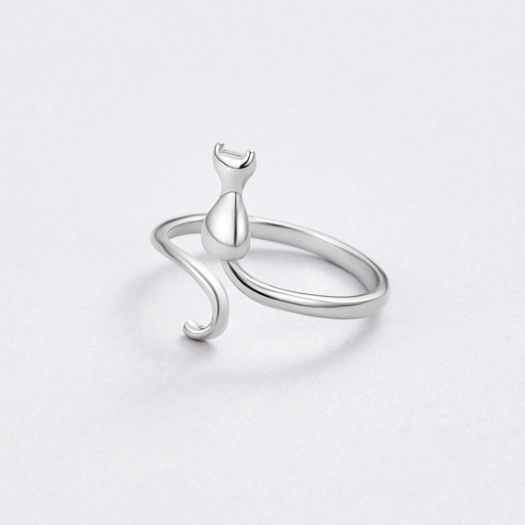 Anillo Plata con Silueta de Gato