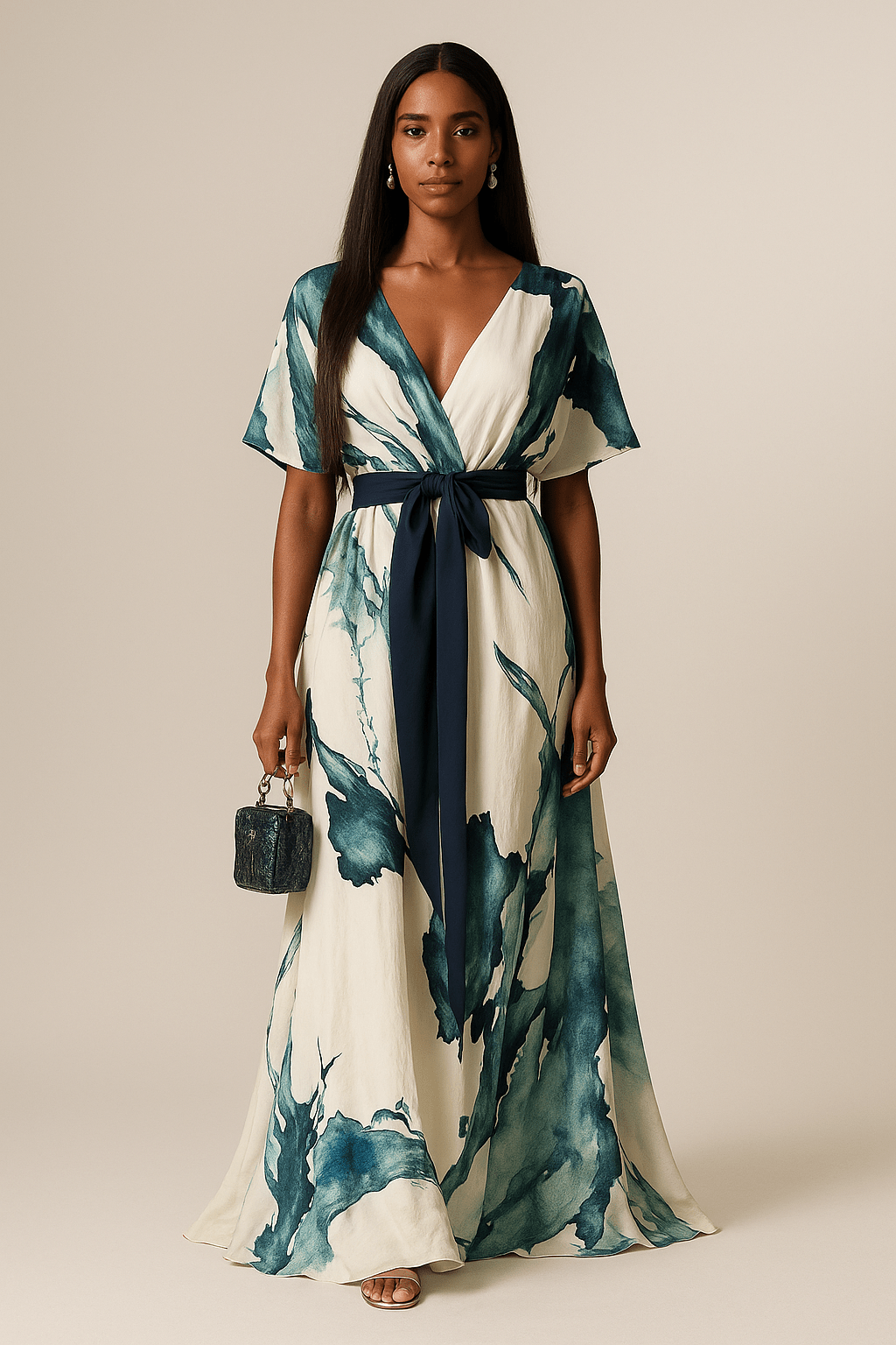Marisela | Vestido Largo con Estampado Acuarela